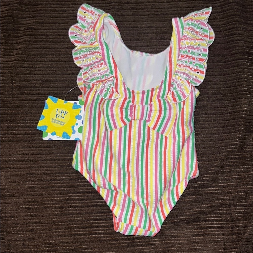 Colorful Striped Ruffle Swimsuit - Picture 2 of 5